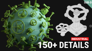 蒸汽朋克风格螺丝钉模型包-土狗cg资源站