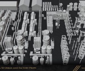 工厂房屋模型包-土狗cg资源站