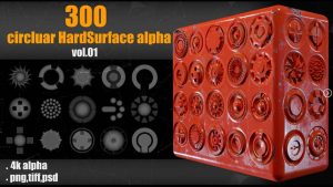 300个原型法线纹理贴图【300 Circluar Hardsurface Alpha】-土狗cg资源站