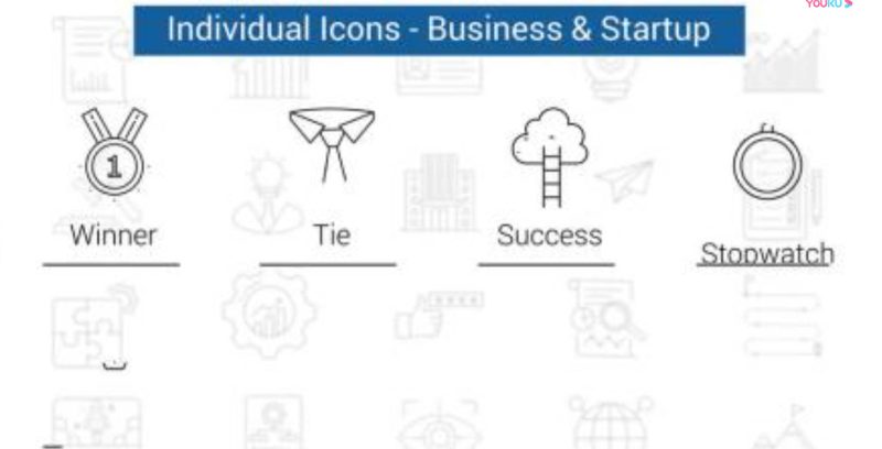 AE模板-30组线条风格图标动画 Business & Startup Line Icons-土狗cg资源站
