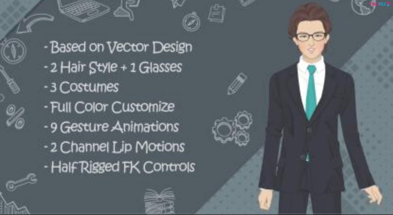 AE模板-卡通人物主持人介绍MG动画片头 Stylish Presenter Set 2-土狗cg资源站