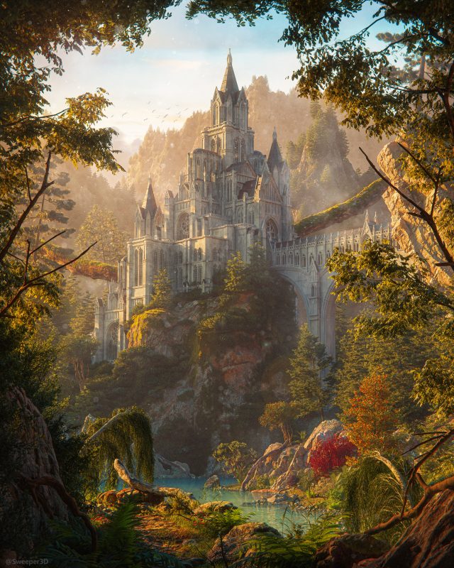 Blender教程素材04-山间古堡-土狗cg资源站