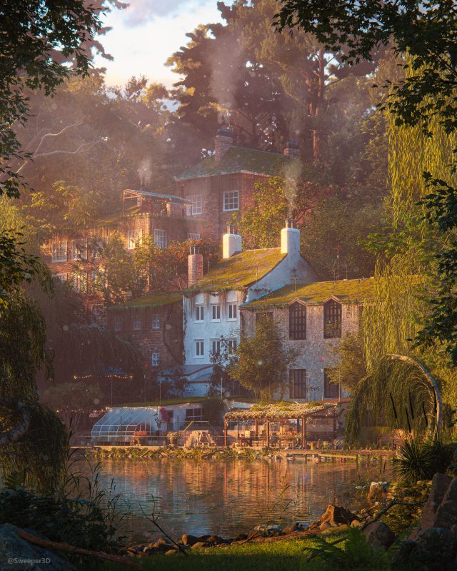 Blender工程素材12-林中古城（带快速演示教程）-土狗cg资源站