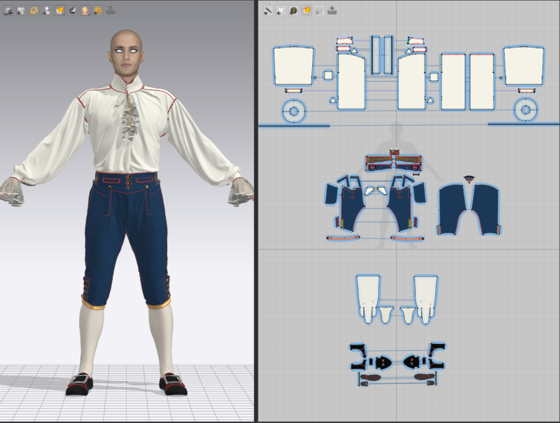 MD Clo3D中世纪宫廷礼服衬衫复古套装MD服装打版源文件3D模型2-土狗cg资源站