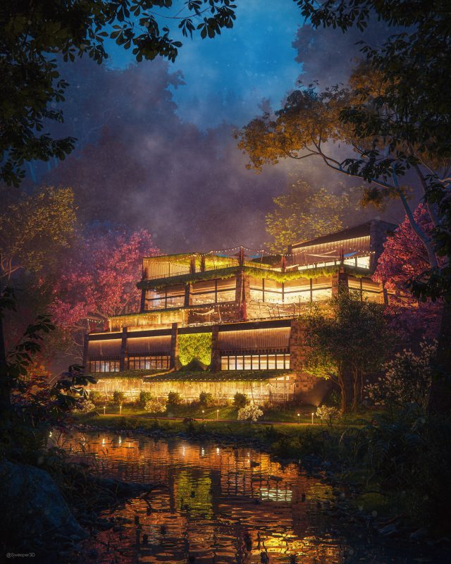 Blender工程素材15-森林别墅-土狗cg资源站