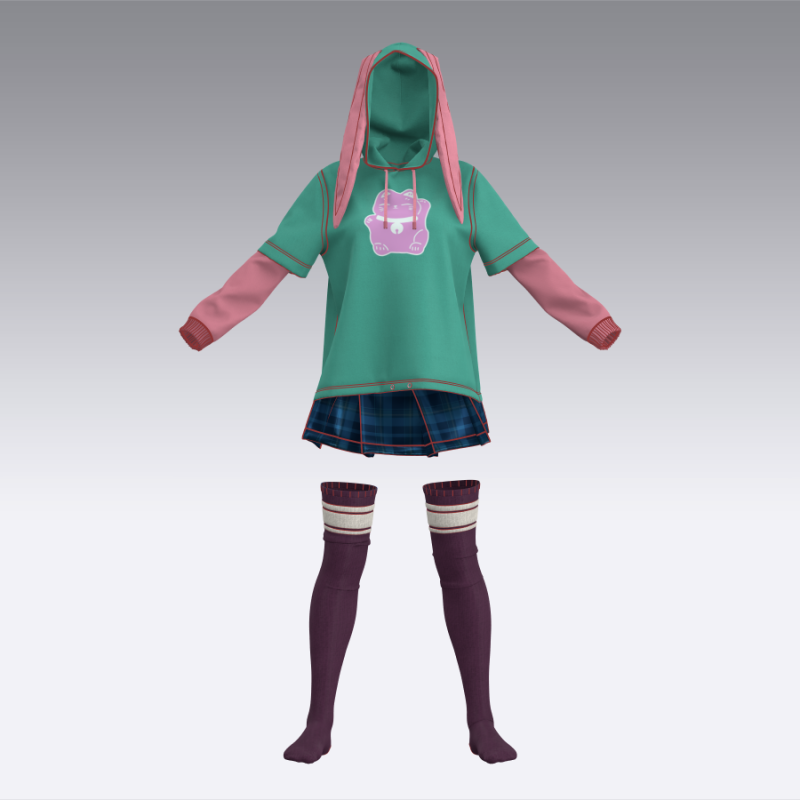 少女衣帽衫  Women's clothing #014-土狗cg资源站