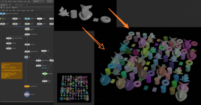 Houdini 随机将不同物体实例到物体表面上-土狗cg资源站