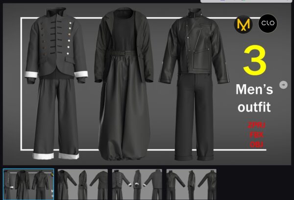 图片[1]-男士哥特式服装/CLO、MD/OBJ/FBX/ZPRJ/4K TEXTURES-土狗cg资源站