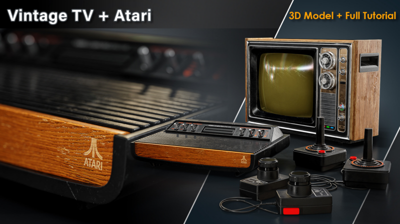 （纯享）复古电视 + Atari / 3D 模型 + 完整教程-土狗cg资源站