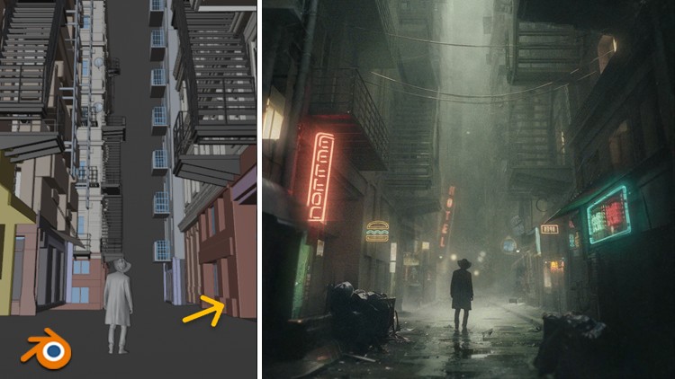 【ai精翻】 Dark Alley,完整的 Blender 电影工作流程 + 300 个资产-土狗cg资源站