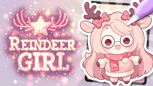 图片[1]-【ai精翻】在 Procreate 中绘制可爱的卡哇伊驯鹿女孩 | 温馨冬季 Chibi 插画-土狗cg资源站