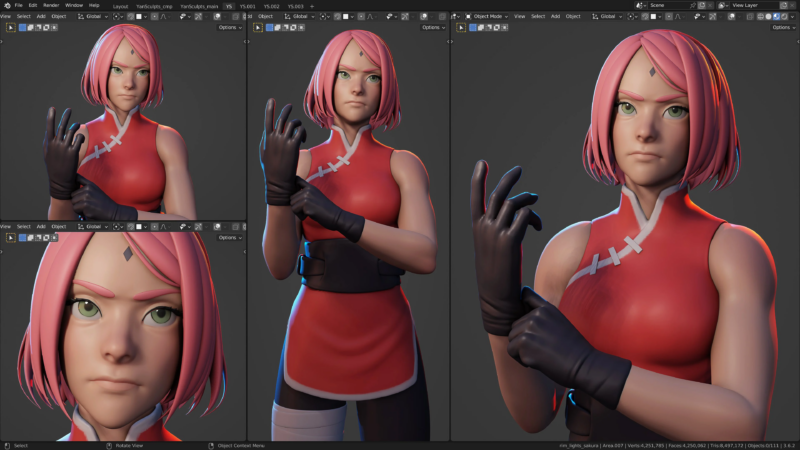 【ai精翻】Sakura Haruno - Blender 角色创建 -土狗cg资源站