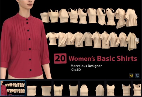图片[1]-20 款女性基础衬衫 + ZPRJ + OBJ + FBX-土狗cg资源站