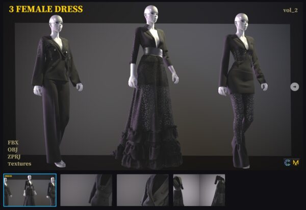 图片[1]-3套女性服饰 . ZPRJ+OBJ+FBX (VOL_02)-土狗cg资源站