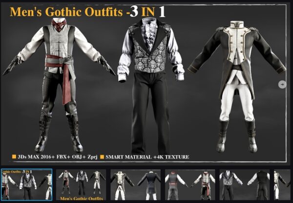 图片[1]-三款男性哥特风格服装-土狗cg资源站