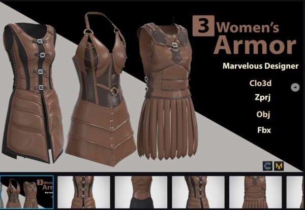 图片[1]-3款女战士盔甲 + Zprj + Obj + Fbx – 标准版-土狗cg资源站