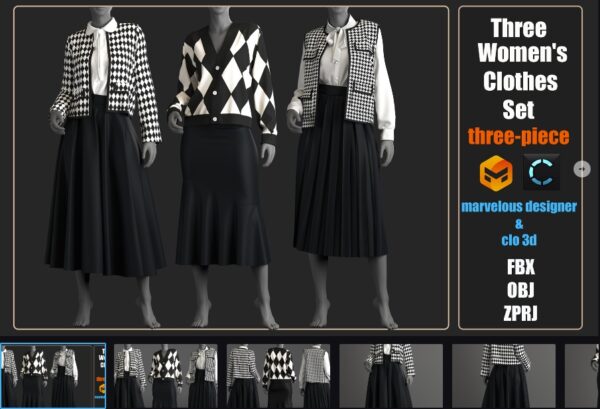 图片[1]-3款女装套件 – Marvelous Designer Clo 项目-土狗cg资源站