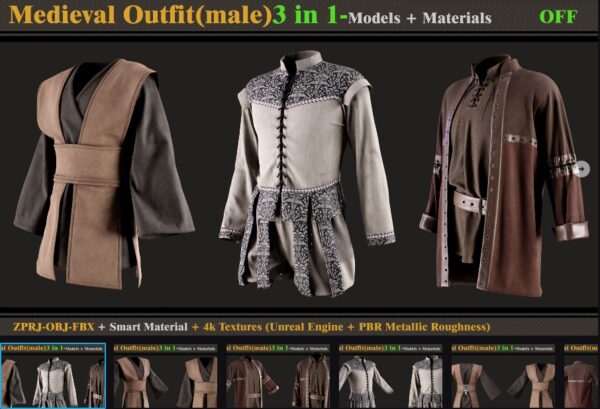 图片[1]-3合1中世纪男士服装 – MDClo3d（OBJ + FBX + ZPRJ）+ 智能材质 + 贴图（单件 & 打包）-土狗cg资源站