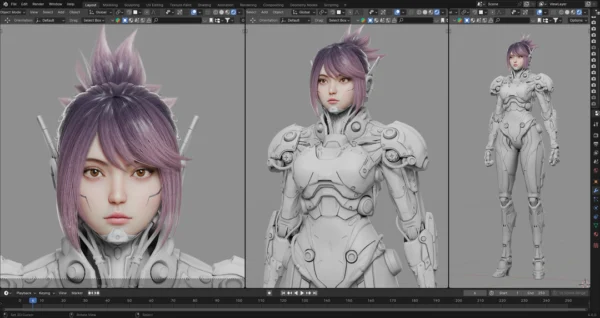 图片[1]-更新中 [免费] Flycat女性机器人角色Blender建模-土狗cg资源站