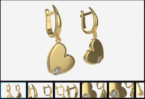 图片[1]-耳环 心形 钻石 黄金珠宝 03-土狗cg资源站