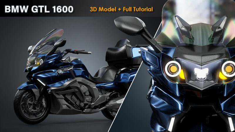 【限时补票价】BMW GTL 1600 摩托车的完整建模、纹理、照明和渲染教程以及 3D 模型-土狗cg资源站