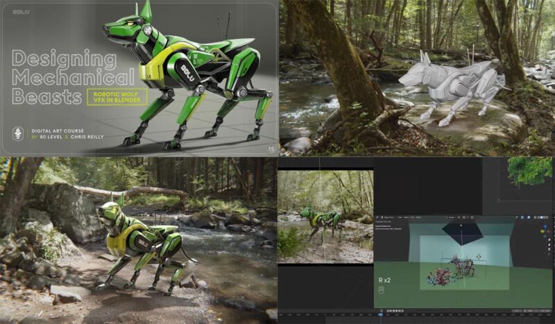 【限时补票价】林克精翻lblender机械狼绑定+实景合成-土狗cg资源站