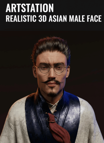 【ai精翻】逼真的3D亚洲男性面部-土狗cg资源站