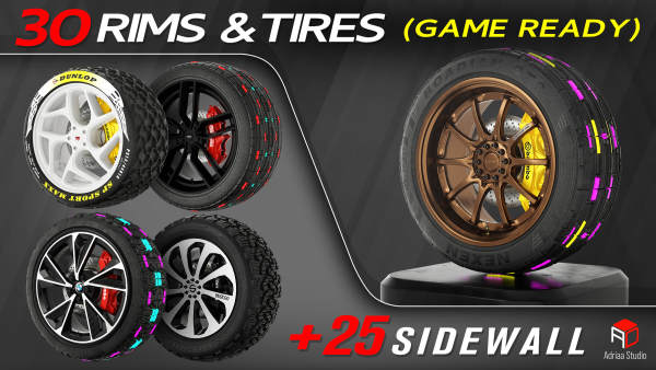 图片[4]-30 个轮毂和轮胎（游戏就绪）+ 免费赠送 2 个-土狗cg资源站