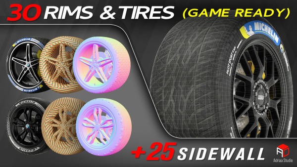 图片[5]-30 个轮毂和轮胎（游戏就绪）+ 免费赠送 2 个-土狗cg资源站