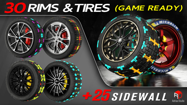 图片[6]-30 个轮毂和轮胎（游戏就绪）+ 免费赠送 2 个-土狗cg资源站