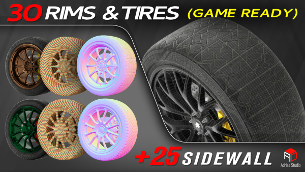 图片[8]-30 个轮毂和轮胎（游戏就绪）+ 免费赠送 2 个-土狗cg资源站