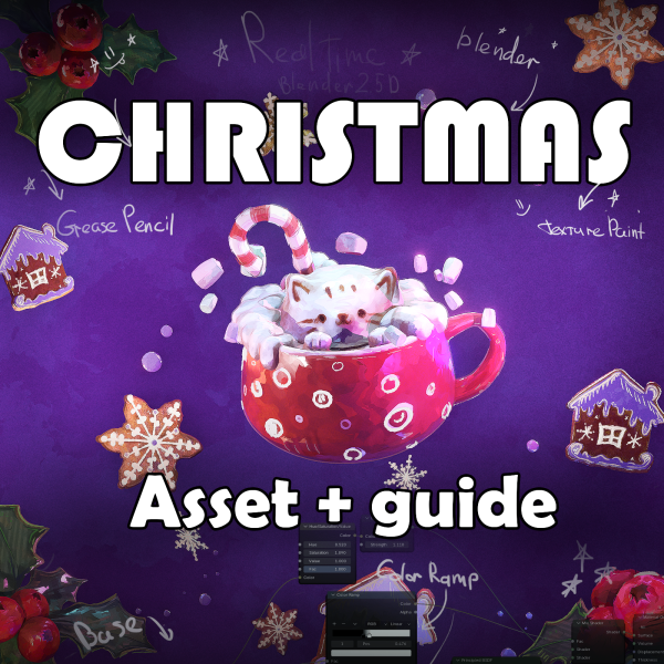 图片[1]-猫咪圣诞节 2.5D Blender 素材 + 教程 (eevee)-土狗cg资源站