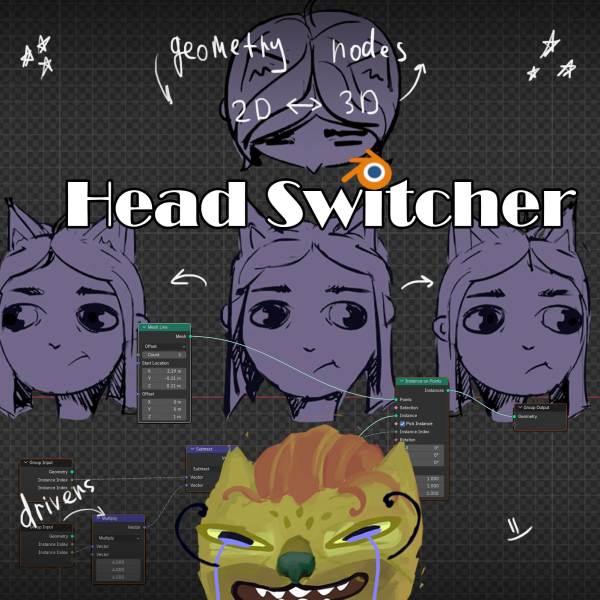 图片[1]-头部切换器（几何节点）文件+视频指南-土狗cg资源站