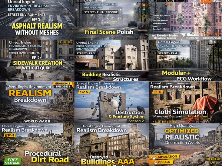 【限时补票价】虚幻引擎环境一二战废墟城市+真实-土狗cg资源站