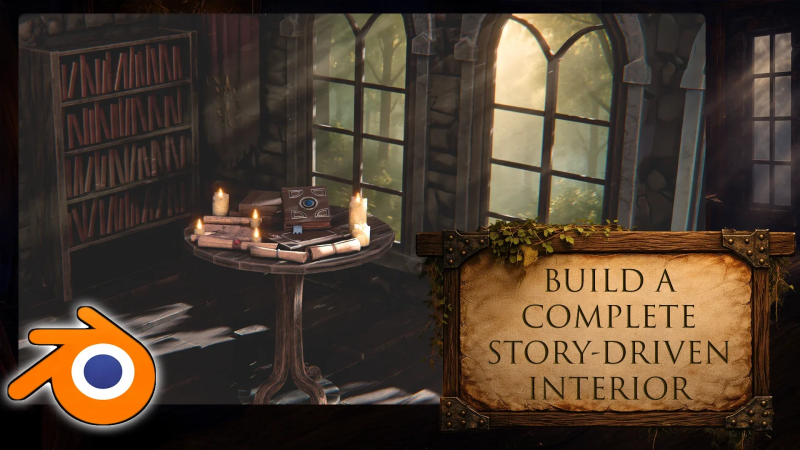 【ai精翻】Blender 3D – 中世纪研究员办公桌模型-土狗cg资源站