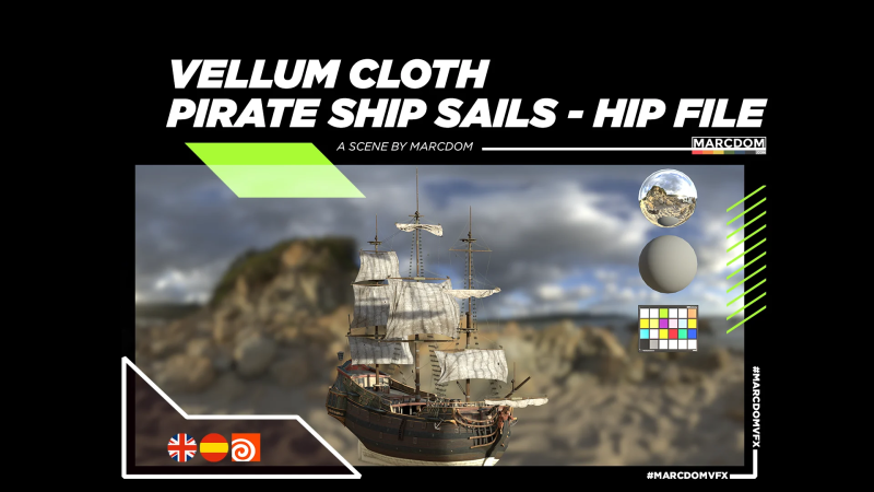 【限时补票价】HIP文件HoudiniVellum程序化海盗船-土狗cg资源站